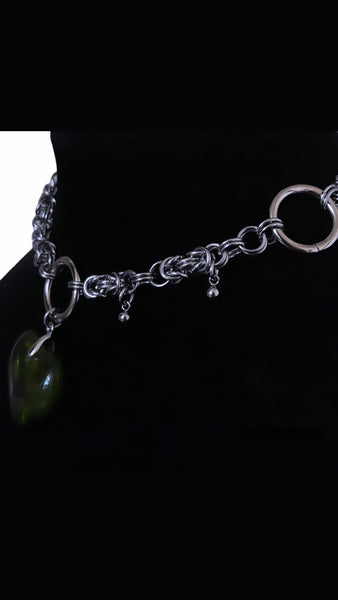 Green Heart Chainmail Choker