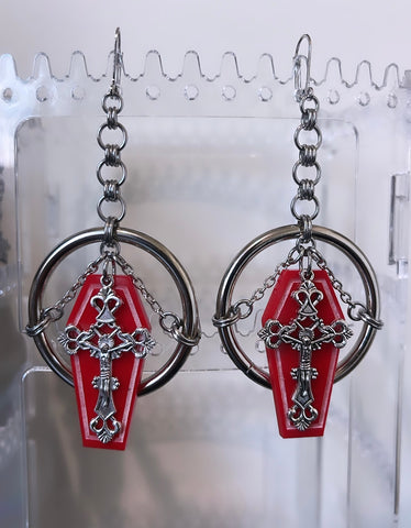 Red Coffin Earrings