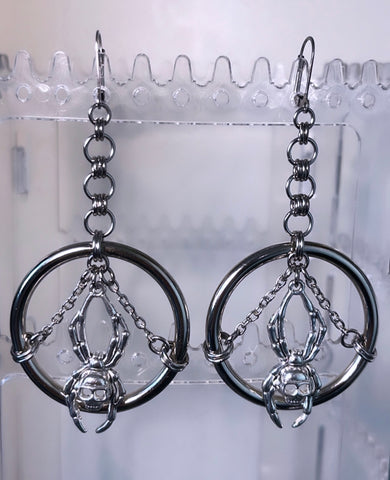 Spider Skull Earrings